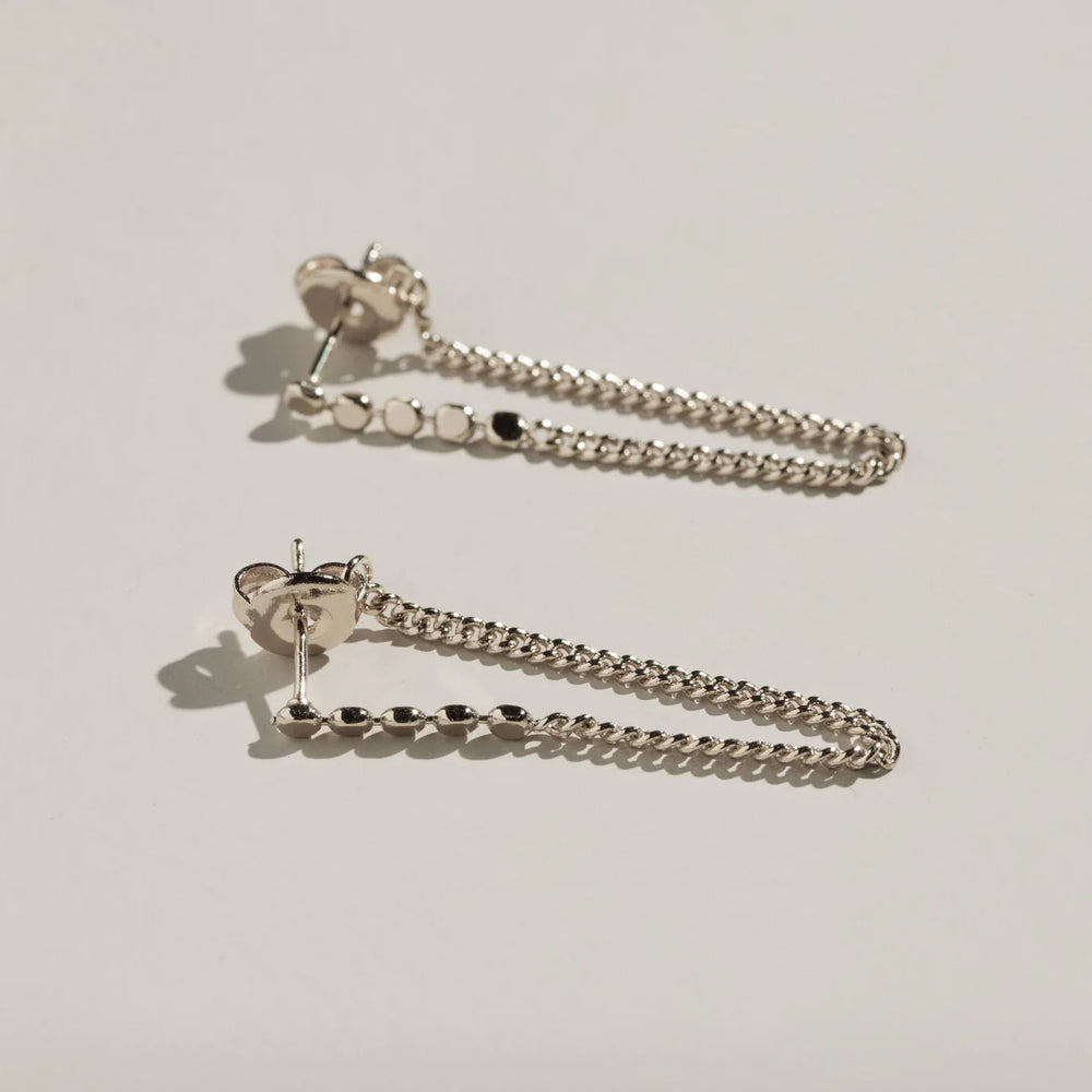 Silver Beaded Drop Statement Earrings - Eden Lifestyle
