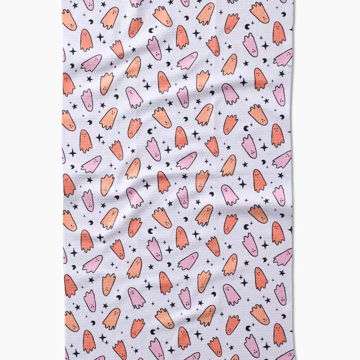 Space Ghosts Pink Orange Kitchen Tea Towel - Eden Lifestyle