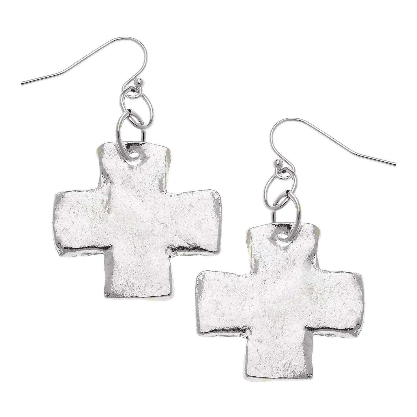 Square Cross Earrings Silver - Eden Lifestyle