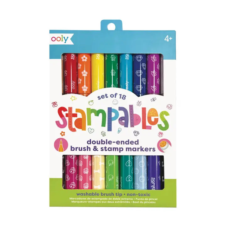 Stampables Double-Ended Stamp & Brush Markers - Set of 18 - Eden Lifestyle