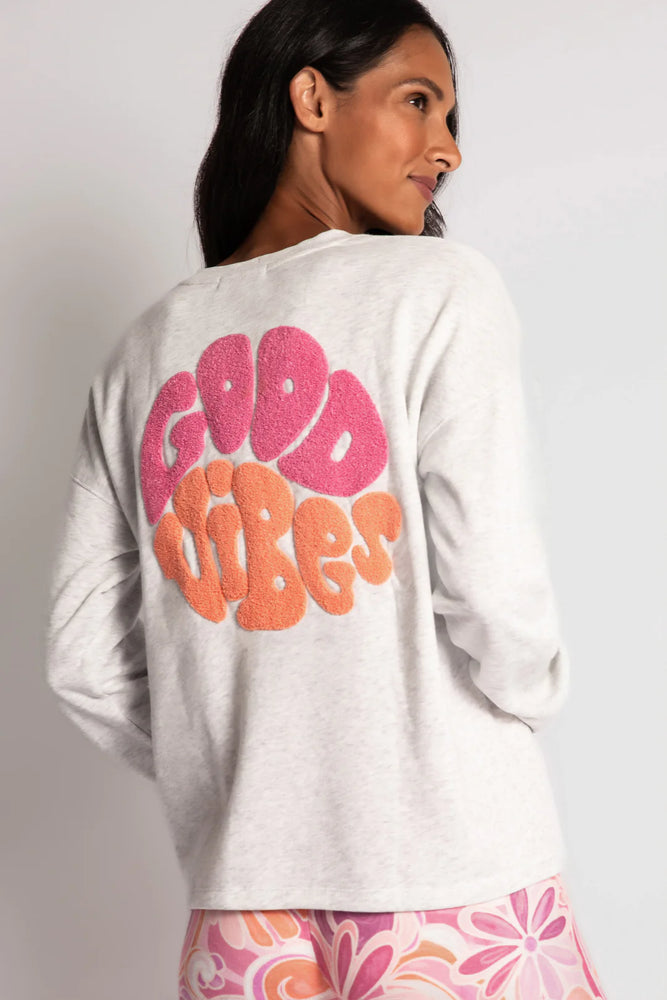 Stay Groovy Good Vibes Long Sleeve and Short Set - Eden Lifestyle