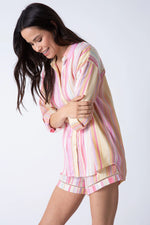 Staycation Stripe Long Sleeve Top and Short Set - Eden Lifestyle