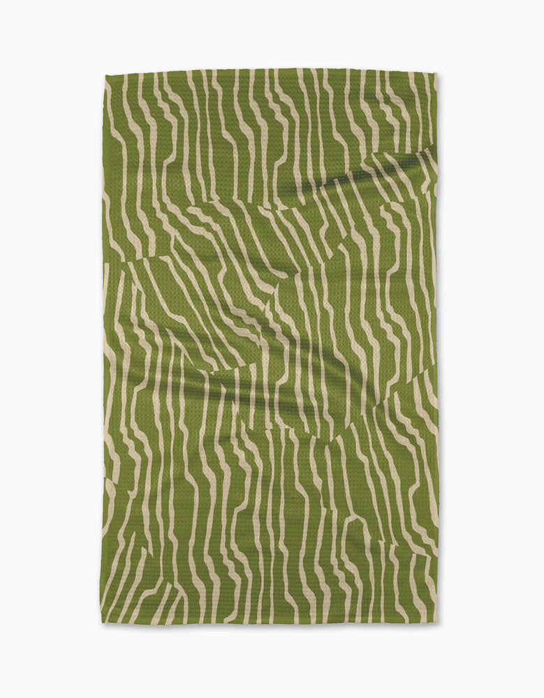 Stripe Funk Grounds Green Kitchen Tea Towel