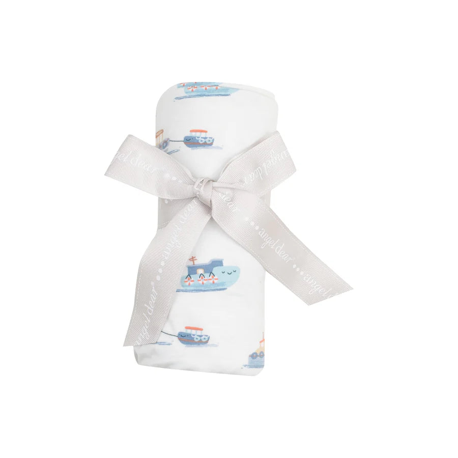 Swaddle Blanket - Bubbly Tugboats - 45X45 - Eden Lifestyle