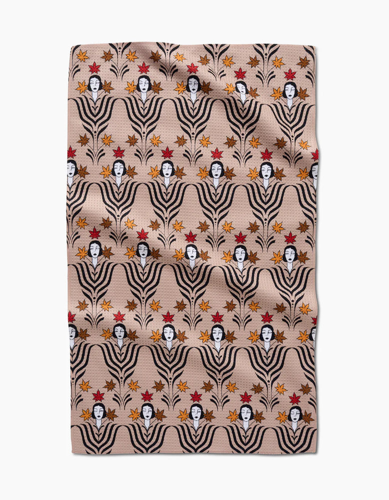 Fall Deco Dame Kitchen Tea Towel - Eden Lifestyle