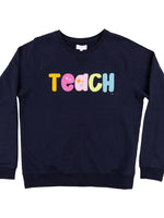 Teach Applique Fleece Sweatshirt - Navy - Eden Lifestyle