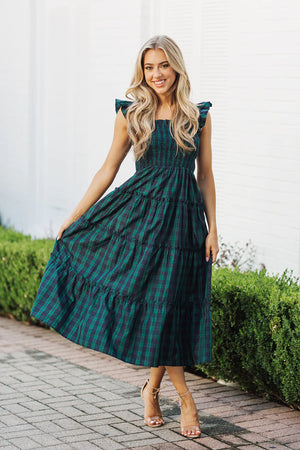 The Joyce Ruffle Strap Midi Dress - Eden Lifestyle