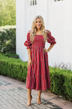 The Rayna Square Ruched Midi Dress - Eden Lifestyle