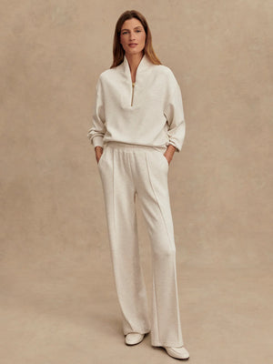 The Wide Leg Pant 28" Ivory Marl - Eden Lifestyle