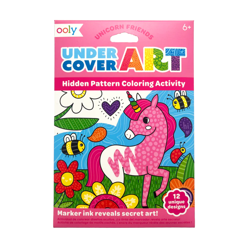 Undercover Art Hidden Pattern Coloring Activity Art Cards - Unicorn Friends - Eden Lifestyle
