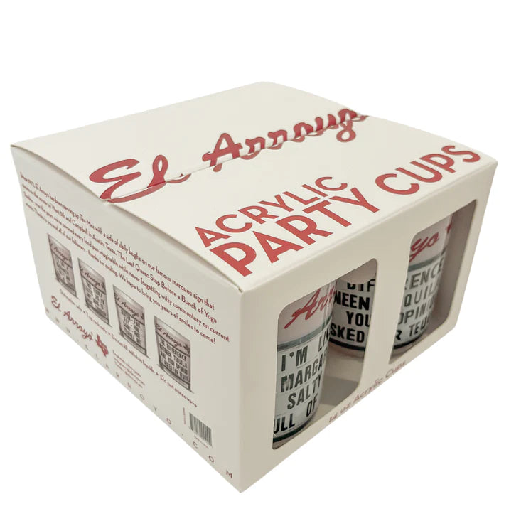 El Arroyo Set of 4 Sign Acrylic Cups - Tequila Sunrise - Eden Lifestyle