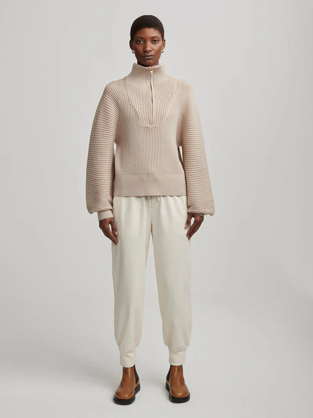 Reid Half-Zip Knit Cement - Eden Lifestyle