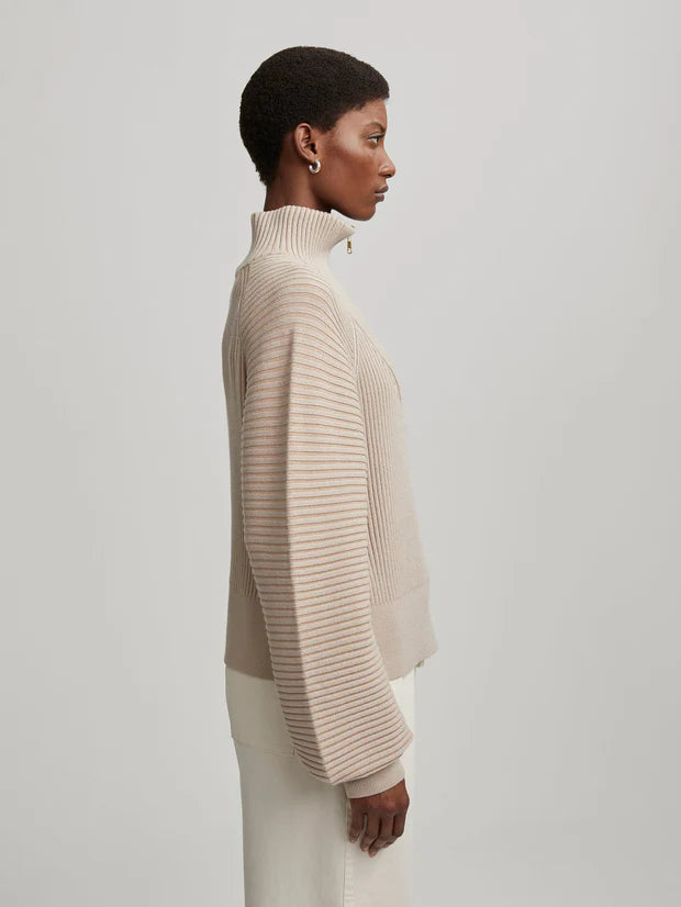 Reid Half-Zip Knit Cement - Eden Lifestyle