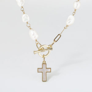 Cross My Heart Pearl Necklace - Eden Lifestyle