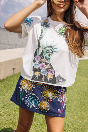 White Fireworks Lady Liberty Tee - Eden Lifestyle