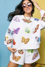 White Multi Butterfly Sweatshirt - Eden Lifestyle