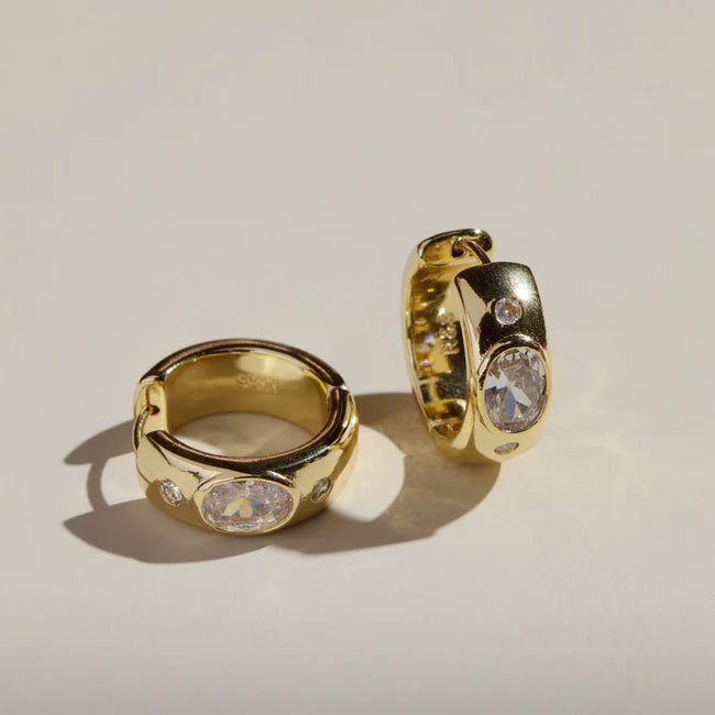 Wide CZ Bezel Hoops - Eden Lifestyle