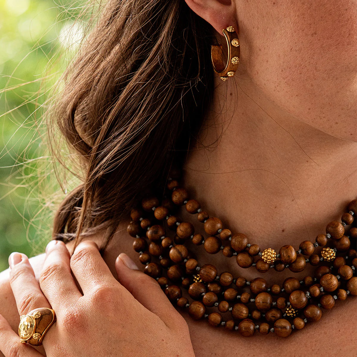 Gaia Hoop Earrings - Teak - Eden Lifestyle