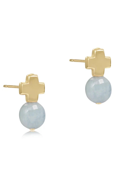 Enewton Signature Cross Gold Stud  Aquamarine - Eden Lifestyle