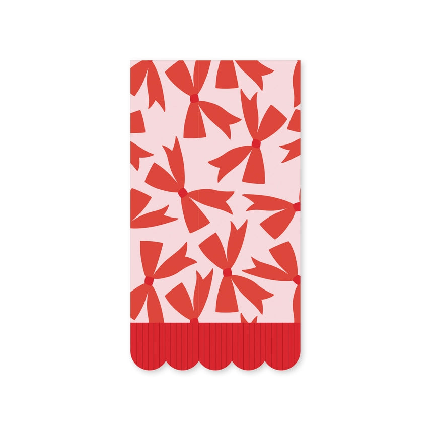 Red Bows Fringe Scallop Dinner Napkin - Eden Lifestyle