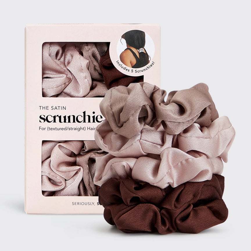 Satin Sleep Scrunchies 5pc- Cameo - Eden Lifestyle