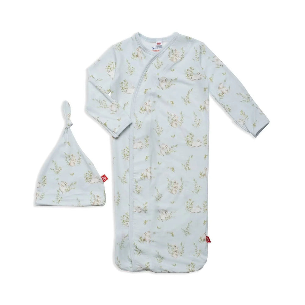 Magnetic Me by Magnificent Baby Blue Hoppily Ever After Modal Magnetic Cozy Sleeper Gown + hat set - Eden Lifestyle