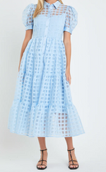 Blue Organza Maxi Dress - Eden Lifestyle