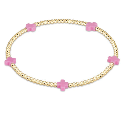 Signature Cross Small Gold Pattern 2mm Bead Bracelet - Eden Lifestyle