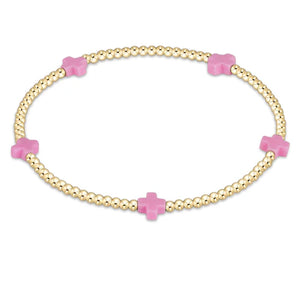 Signature Cross Small Gold Pattern 2mm Bead Bracelet - Eden Lifestyle