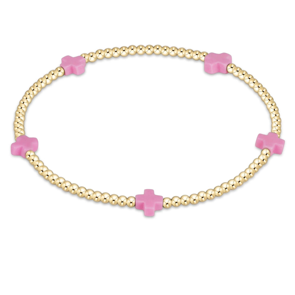 ENewton egirl Signature Cross Small Gold Pattern 2mm Bead Bracelet - Eden Lifestyle