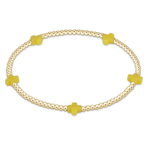 Signature Cross Small Gold Pattern 2mm Bead Bracelet - Eden Lifestyle