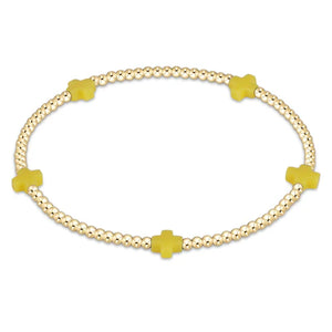 Signature Cross Small Gold Pattern 2mm Bead Bracelet - Eden Lifestyle