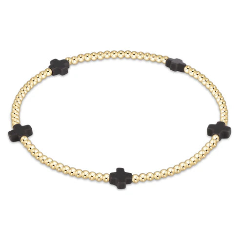 Signature Cross Small Gold Pattern 2mm Bead Bracelet - Eden Lifestyle