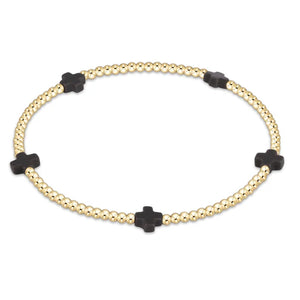 Signature Cross Small Gold Pattern 2mm Bead Bracelet - Eden Lifestyle