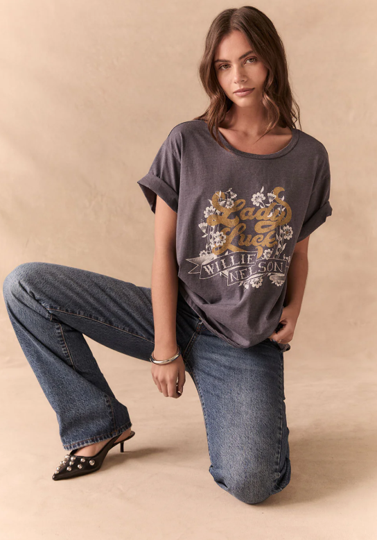 Willie Nelson Lady Luck Tee – Avalon Blue Vintage Country Shirt - Eden Lifestyle