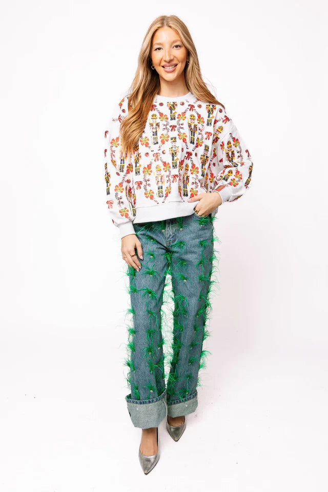 Grey Nutcracker & Candy Cane Sweatshirt - Eden Lifestyle