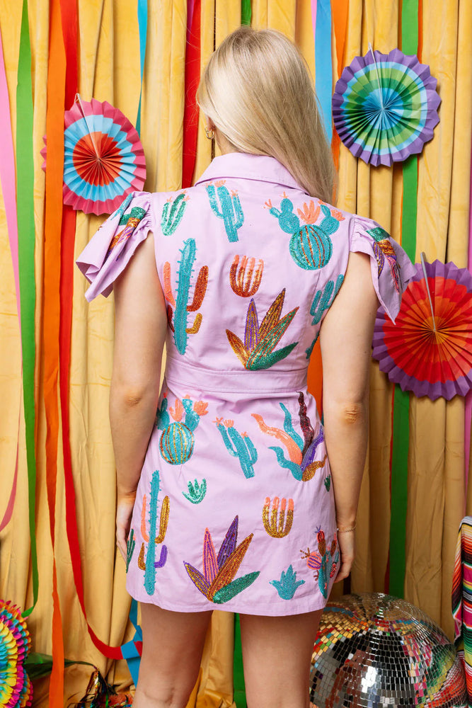 Scattered Cactus Button Up Dress - Eden Lifestyle