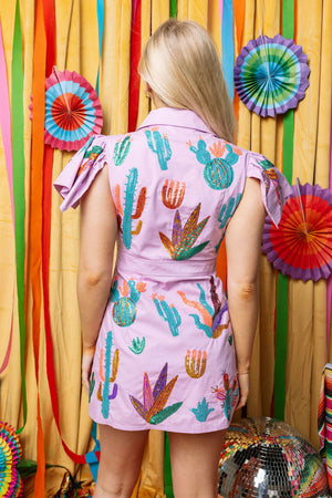 Scattered Cactus Button Up Dress - Eden Lifestyle