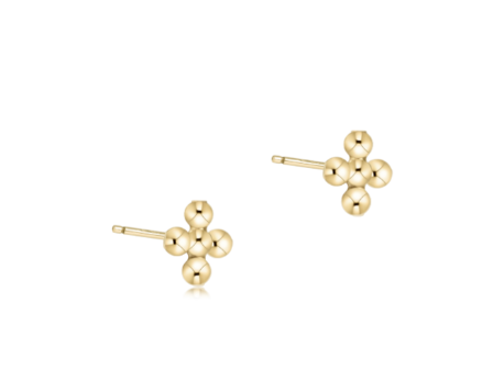 Enewton Classic Beaded Signature Cross Small Stud - 2mm Bead Gold - Eden Lifestyle