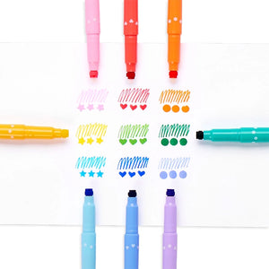Confetti Stamp Double-Ended Markers - Set of 9 - Eden Lifestyle