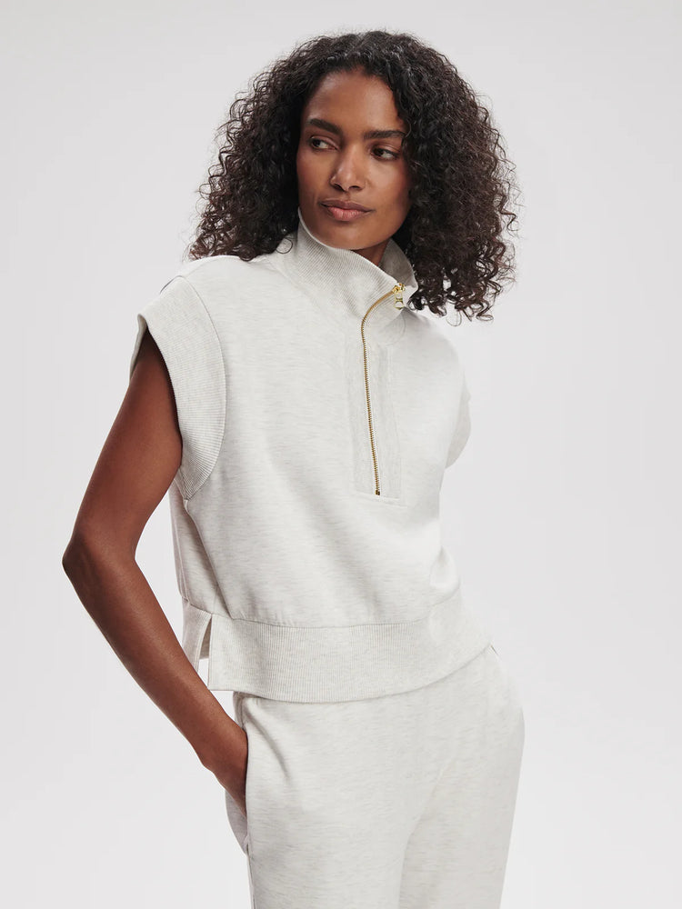 Varley Kelly Half Zip Sweat Ivory Marl - Eden Lifestyle