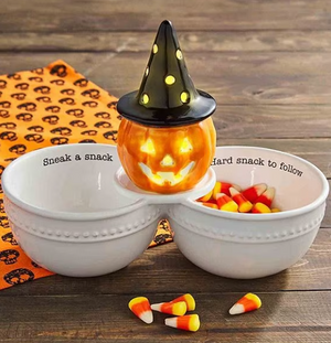 Snack Double Dip Server and Pumpkin Light Up Sitter - Eden Lifestyle