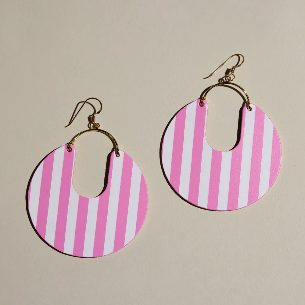 Dream House Pink Stripe Leos Earrings - Eden Lifestyle