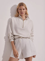 Varley Hawley Half Zip Sweat Ivory Marl - Eden Lifestyle