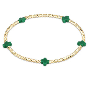 Signature Cross Small Gold Pattern 2mm Bead Bracelet - Eden Lifestyle