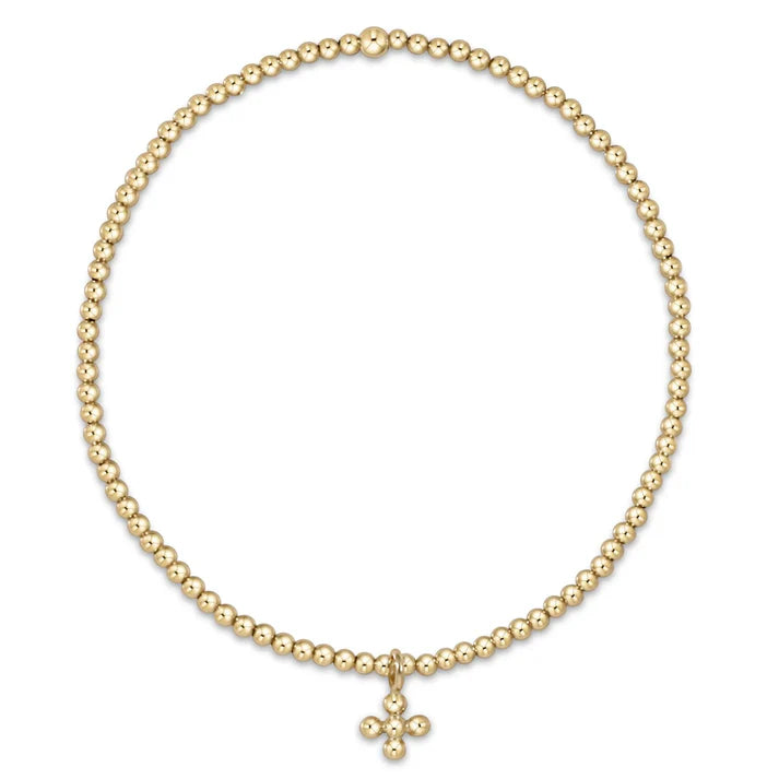 Enewton Classic Gold 2mm Bead Bracelet - Classic Beaded Signature Cross Small Gold Charm - Eden Lifestyle