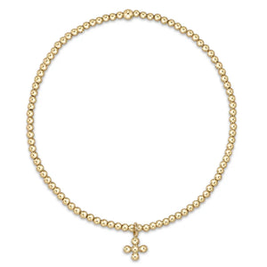 Enewton Classic Gold 2mm Bead Bracelet - Classic Beaded Signature Cross Small Gold Charm - Eden Lifestyle