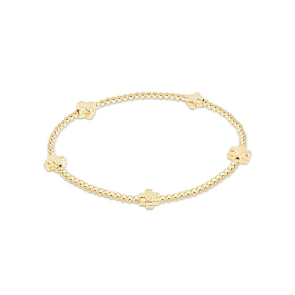 Enewton Signature Cross Small Gold Pattern 2mm Bead Bracelet-Gold - Eden Lifestyle
