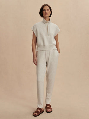 Varley Kelly Half Zip Sweat Ivory Marl - Eden Lifestyle