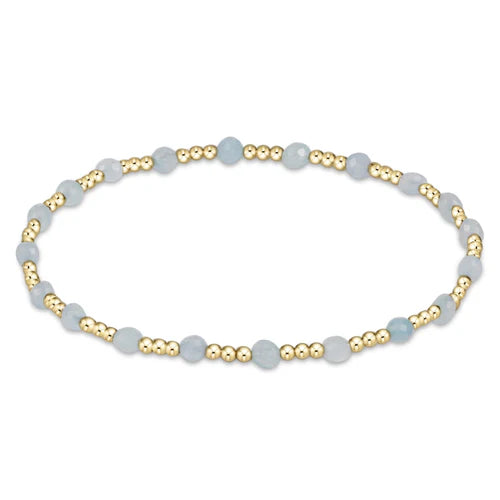 Enewton Gemstone Gold Sincerity Pattern 3mm Bead Bracelet - Aquamarine - Eden Lifestyle